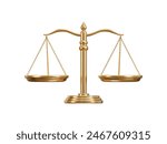 Golden Scales of justice, Balance and justice, concept of law icon 3d rendering vector illustration