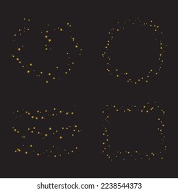 Golden scattered stars on sky spread icon flat design vector illustration on black background.