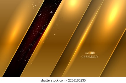 Golden scene with light rays effect. Vector.