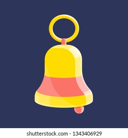 Golden school bell. Vector icon in modern flat style