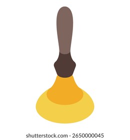 Golden school handbell for attracting attention, making announcements, or signaling the beginning or end of a class
