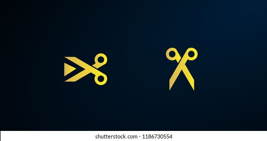 golden scissor logo, Set of abstract vector company business logo icons popular web concepts