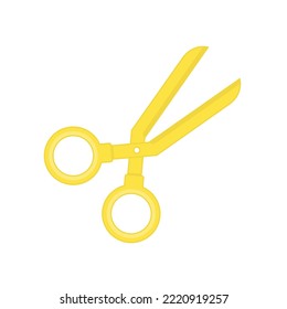 Golden scissors icon in flat style. Vector EPS 10.