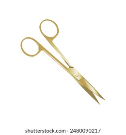 golden scissors isolated on white	- vector illustration