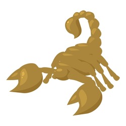 Golden scorpion standing in attacking position, a representation of the eighth astrological sign in the zodiac