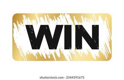 Golden scratchcard surface in rectangle shape with scraped texture and Win text. Raffle, lottery, sale coupon or promo code card template. Vector illustration.