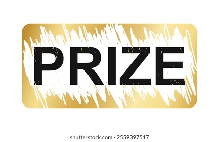 Golden scratchcard surface in rectangle shape with scraped texture and Prize text. Winner raffle, lottery or scratch card template. Vector illustration.