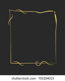 Golden scribble abstract frame on dark grey background.