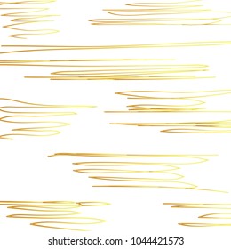 Golden Scribble Smears Hand Drawn in Pencil. Thin lines pattern