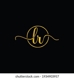 Golden Script L R Logo Vector