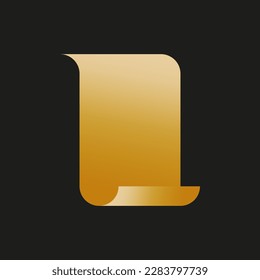 Golden scroll of paper. Old paper. Vector illustration.