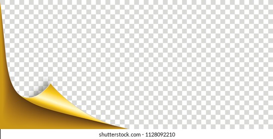 Golden scrolled corner paper cover with transparent background. Eps 10 vector file.