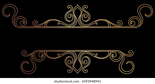 Golden Scrollwork Elegance: A classic, intricate design with a gold scrollwork border on a black background. perfect for invitations, certificates, and elegant presentations. 