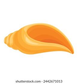Golden sea shell icon cartoon vector. Dinner meal animal. Conch nature