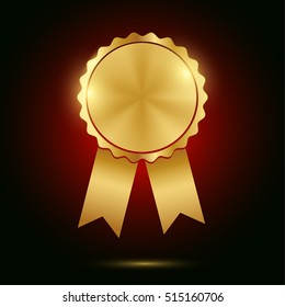 golden seal of quality template with ribbons