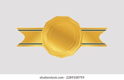 golden seal with ribbon isolated on white background. modern vector design element