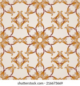 Golden seamless abstract floral pattern in the form of flowers