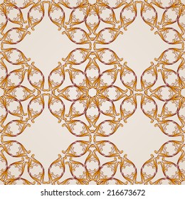 Golden seamless abstract floral pattern in the form of vines