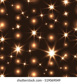 Golden seamless background with shiny Christmas chain. Festive motion seamless background in golden color. Sparkle shiny glossy beautiful seamless pattern.