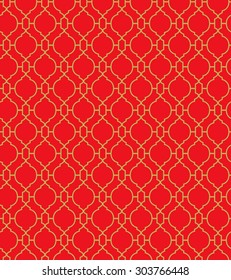 Golden seamless Chinese style window tracery diamond round pattern background. Golden seamless Background image of vintage traditional Chinese window tracery diamond round pattern.
