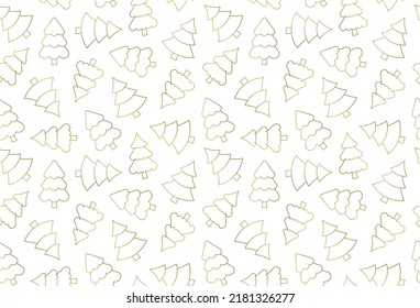 golden seamless christmas tree pattern, great for wrapping, textile, wallpaper, greeting card- vector illustration