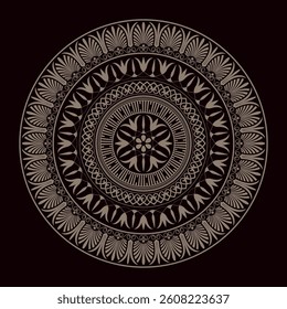 Golden seamless classic greek round floral meander ornament. Mandala. Vintage decorative Islam, Arabic, Indian, ottoman motifs. Meander. Perfect for printing on fabric or paper, embroidery, porcelain