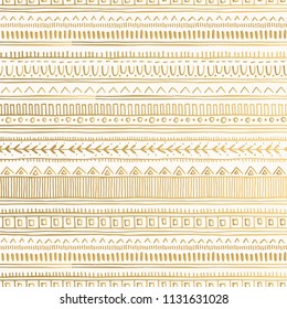 Golden seamless ethnic pattern. Traditional vector background.