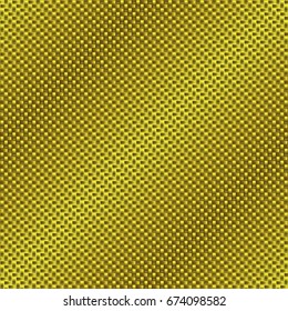 Golden seamless fabric. Vector realistic texture with diagonal repeated pattern of glossy metallic yellow threads. Useful for interior design, covering of fashionable goods and luxury gift packages.