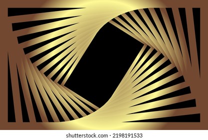 Golden seamless fan pattern. Decorative 3d  wallpaper  on black background