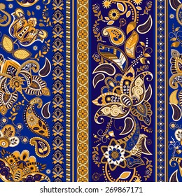 Golden seamless floral pattern