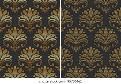 Golden seamless floral pattern - vector illustration