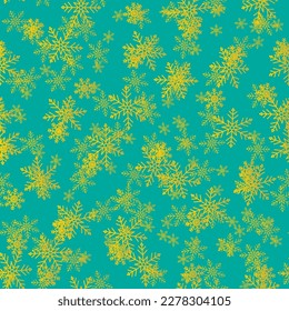 Golden Seamless Fun. Blue Splatter Dot. Retro Color Background. Abstract Graphic Dot Explosion. Yellow Vector Dot. Falling Cute Effect. Random Snow Flake. Carnaval Yellow Pattern. Modern Frame Spot