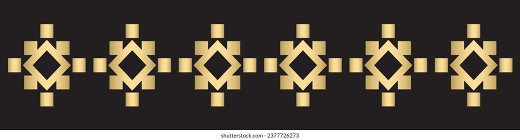 patrón geométrico sin costal dorado de la tribu étnica azteca.