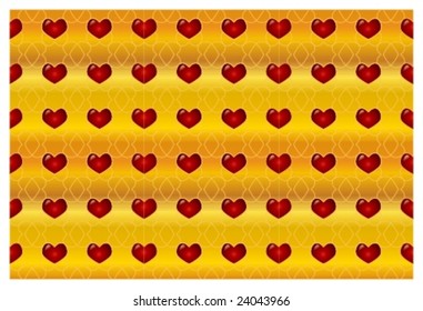 Golden seamless heart background