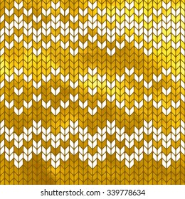 Golden seamless knitted pattern. 10 eps. Vector