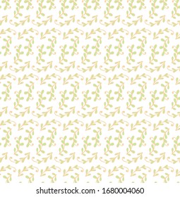 Golden seamless laced  floral pattern with flowers and  leaves on white background