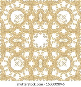 Golden seamless laced   pattern on white background