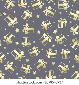 a golden seamless new year pattern pattern of gifts