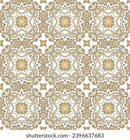 Golden seamless ornamental laced  vector pattern