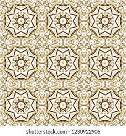 Golden seamless ornamental pattern