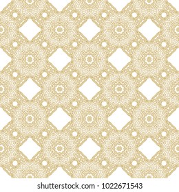 Golden seamless ornamental pattern - grid on white background 