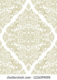 Golden seamless ornamental texture, white background