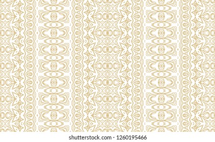 Golden seamless ornamental texture, white background, openwork, fretwork design