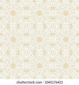 Golden seamless ornamental vector pattern - grid on white background