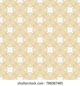 Golden seamless ornamental vector pattern on white background