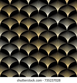 Golden seamless pattern in art deco style. Template for design. Vector illustration eps10