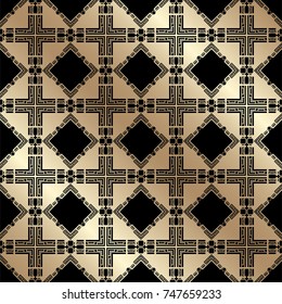 Golden seamless pattern in art deco style. Template for design. Vector illustration eps10