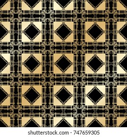Golden seamless pattern in art deco style. Template for design. Vector illustration eps10
