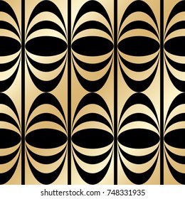 Golden seamless pattern in art deco style. Template for design. Vector illustration eps10