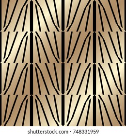 Golden seamless pattern in art deco style. Template for design. Vector illustration eps10